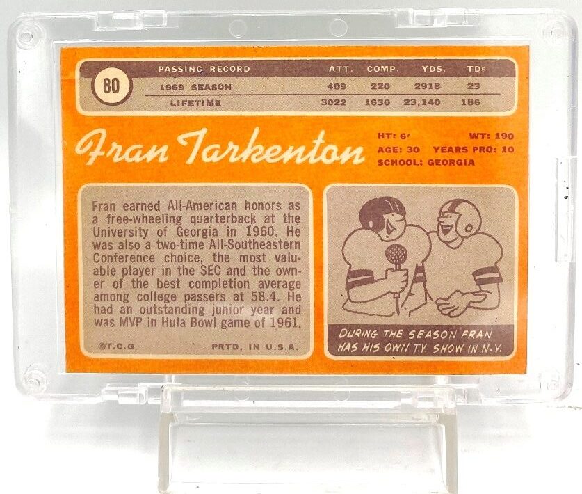 1970 Topps Football Fran Tarkenton Card #80 (5)