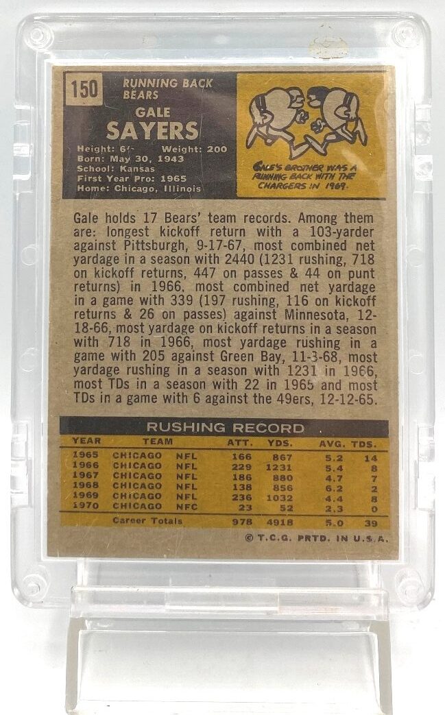 1971 Topps Gale Sayers Card #150 (5)