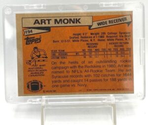 1981 Topps Chewing Gum Rookie Art Monk Card #194 (5)