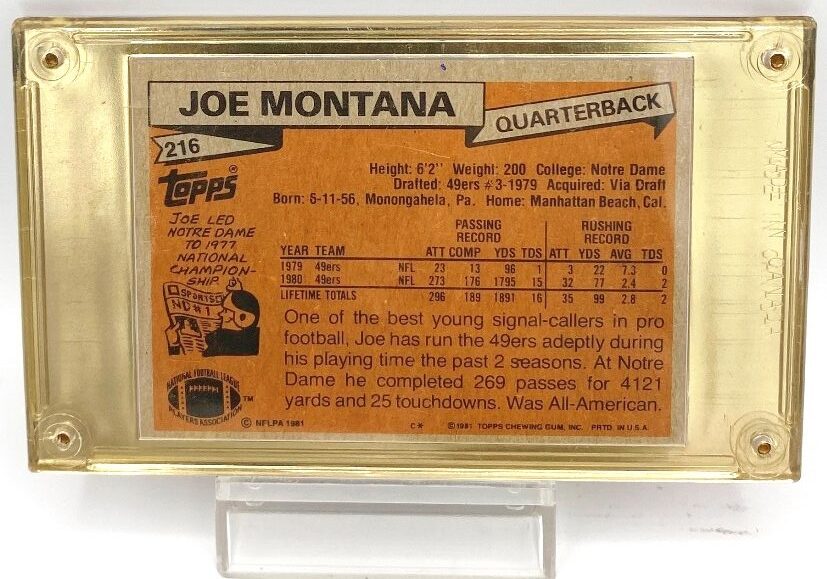 1981 Topps Rookie Joe Montana Card #216 (5)
