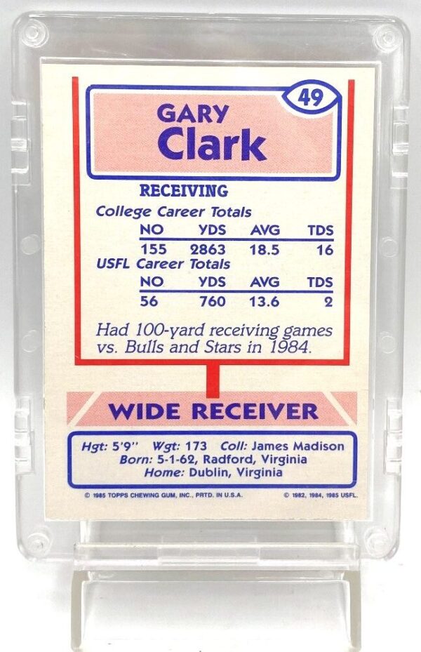 1985 Topps USFL Rookie Gary Clark Card #49 (5) 1985 Topps USFL Rookie Gary Clark Card #49 (5)