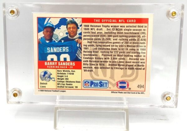 1989 Pro Set Prospect Rookie Barry Sanders Card #494 (5)
