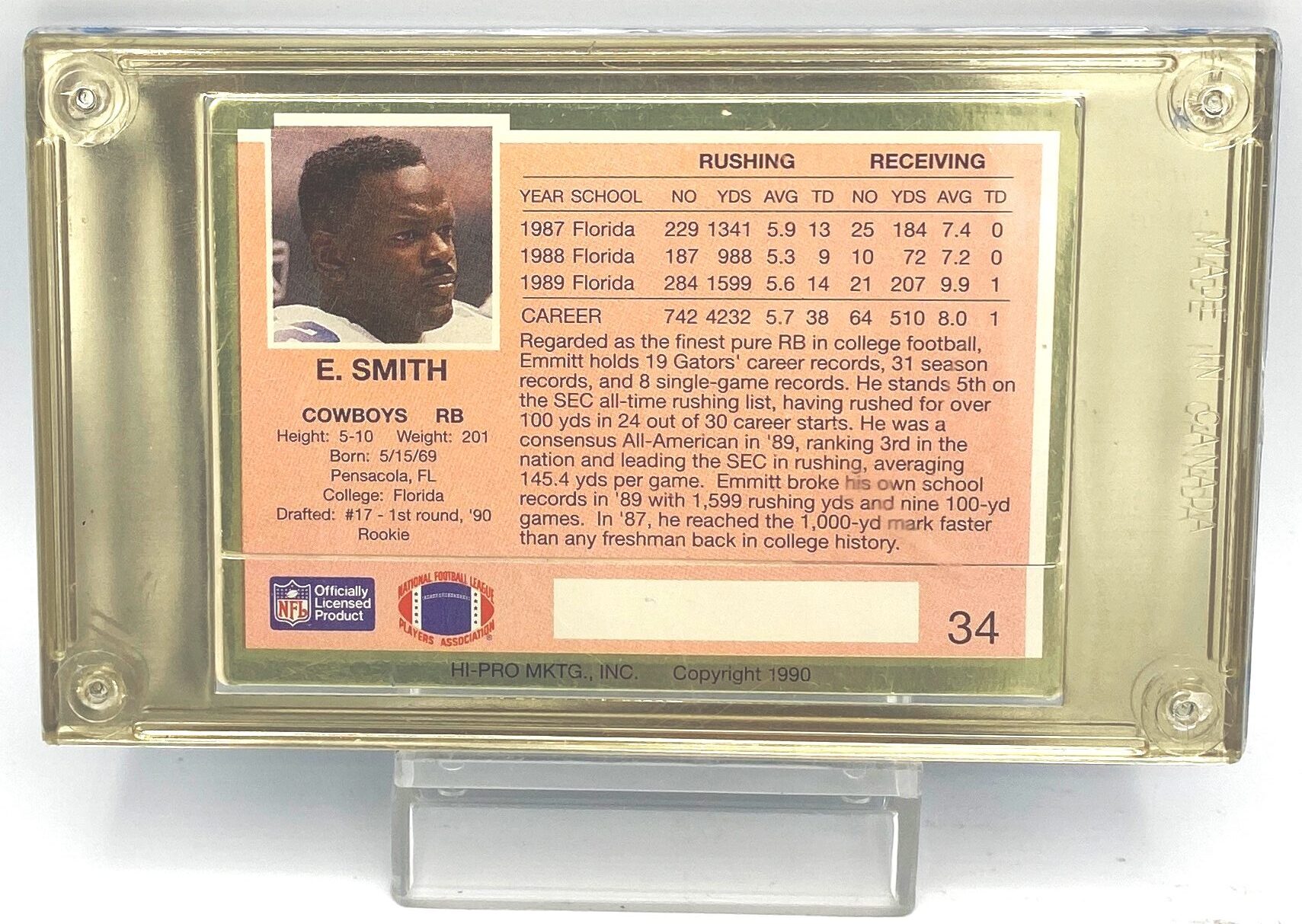 1990 Action Packed Rookie Update Emmitt Smith Card #34 (5)
