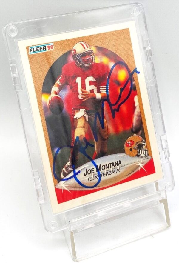 1990 Fleer Autographed Card #10 Joe Montana (ERROR STATS CARD) TD's & YD' (4) 1990 Fleer Autographed Card #10 Joe Montana (ERROR STATS CARD) TD's & YD' (4)