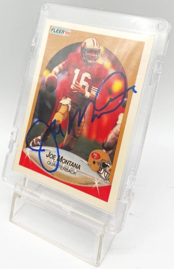 1990 Fleer Autographed Card #10 Joe Montana (ERROR STATS CARD) TD's & YD' (5) 1990 Fleer Autographed Card #10 Joe Montana (ERROR STATS CARD) TD's & YD' (5)