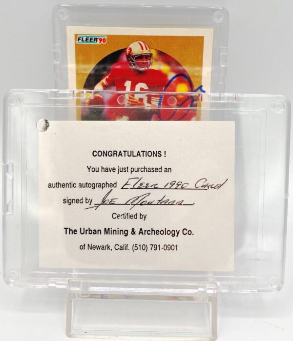 1990 Fleer Autographed Card #10 Joe Montana (ERROR STATS CARD) TD's & YD' (8) 1990 Fleer Autographed Card #10 Joe Montana (ERROR STATS CARD) TD's & YD' (8)
