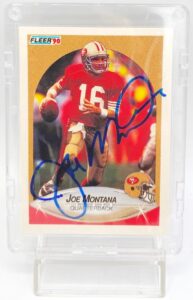 1990 Fleer Autographed Card #10 Joe Montana (ERROR STATS CARD) TD's & YD's (1)