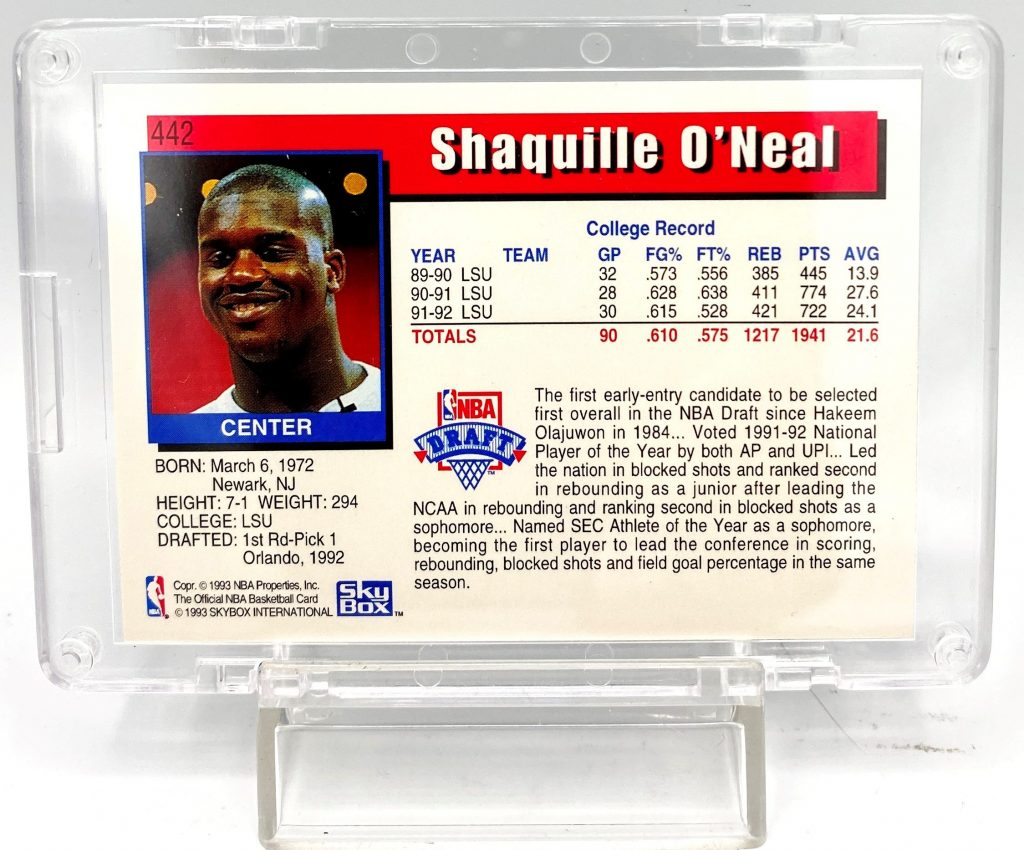 1992-93 NBA Hoops ROOKIE Shaquille O'Neal (NBA Draft) #442 (1pc) (5)