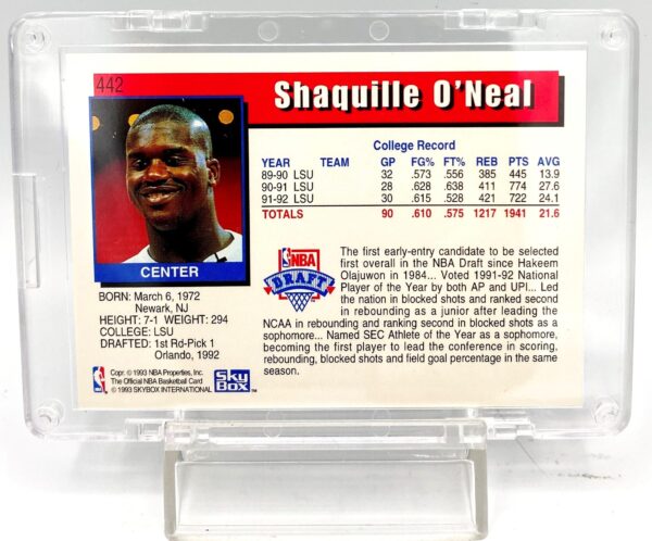 1992-93 NBA Hoops ROOKIE Shaquille O'Neal (NBA Draft) #442 (1pc) (5)