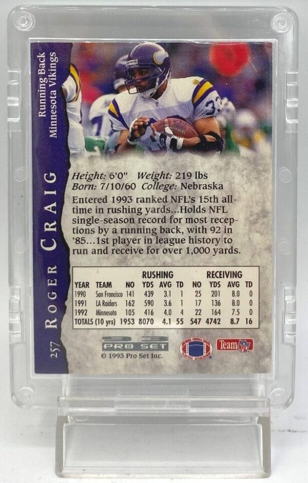 1993 Pro Set Autographed Card #257 Roger Craig (6)