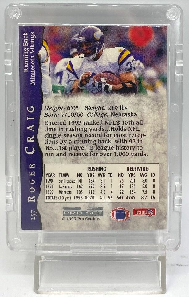 1993 Pro Set Autographed Card #257 Roger Craig (6)
