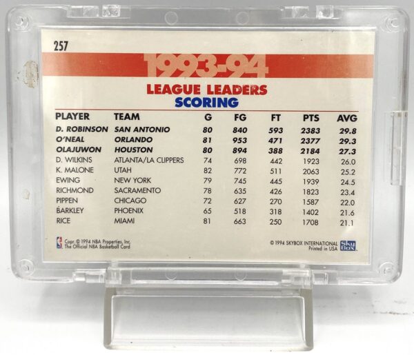 1994-95 Skybox NBA Hoops Shaquille O'Neal LL Scoring Card #257 (1pc) (5) 1994-95 Skybox NBA Hoops Shaquille O'Neal LL Scoring Card #257 (1pc) (5)