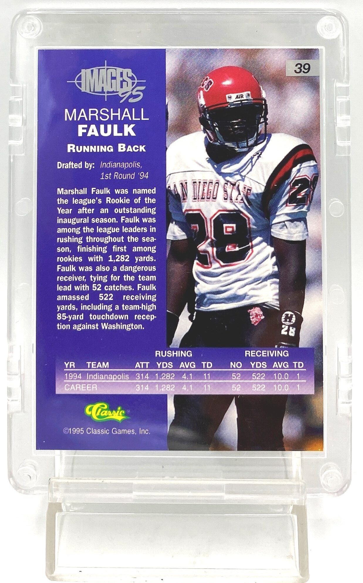 1995 Classic Images 95 Marshall Faulk Card #39 (5)