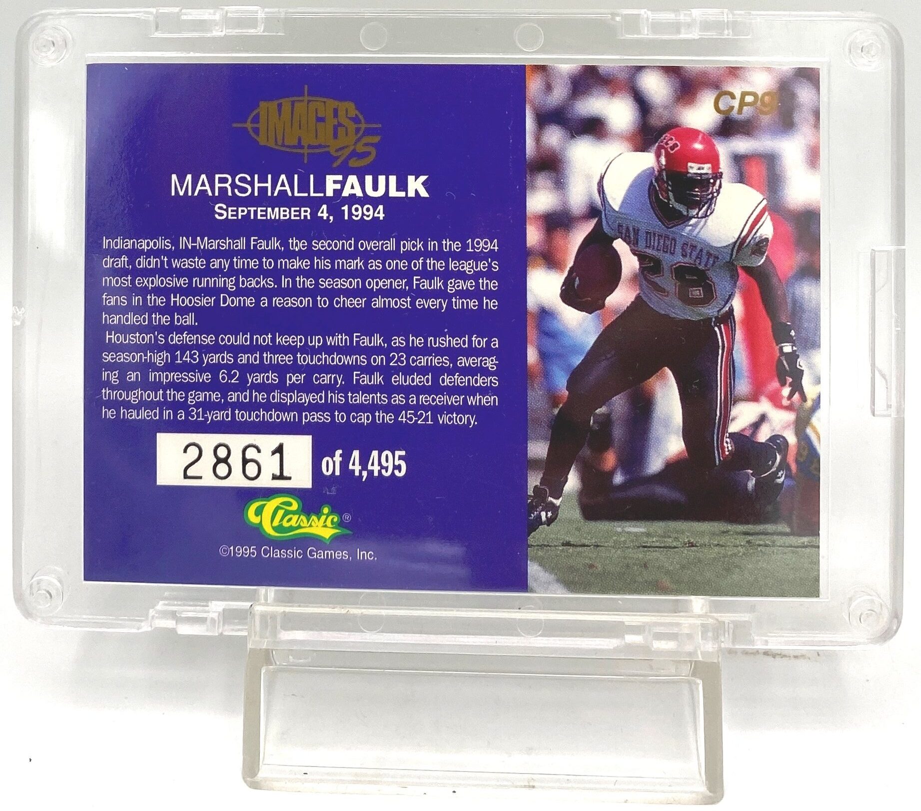 1995 Classic Images 95 Marshall Faulk Card #CP9 (5)
