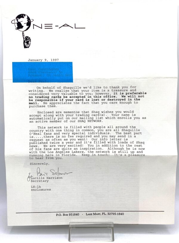 1997 SHAQ Network Vintage Shaquille O'Neal (Mail-In-Mementos) set (2)