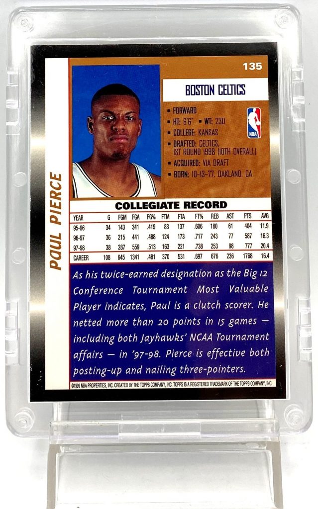 1998-99 Topps Rookie Card Paul Pierce (Silver Script Print Card #135 (6pcs) (6)