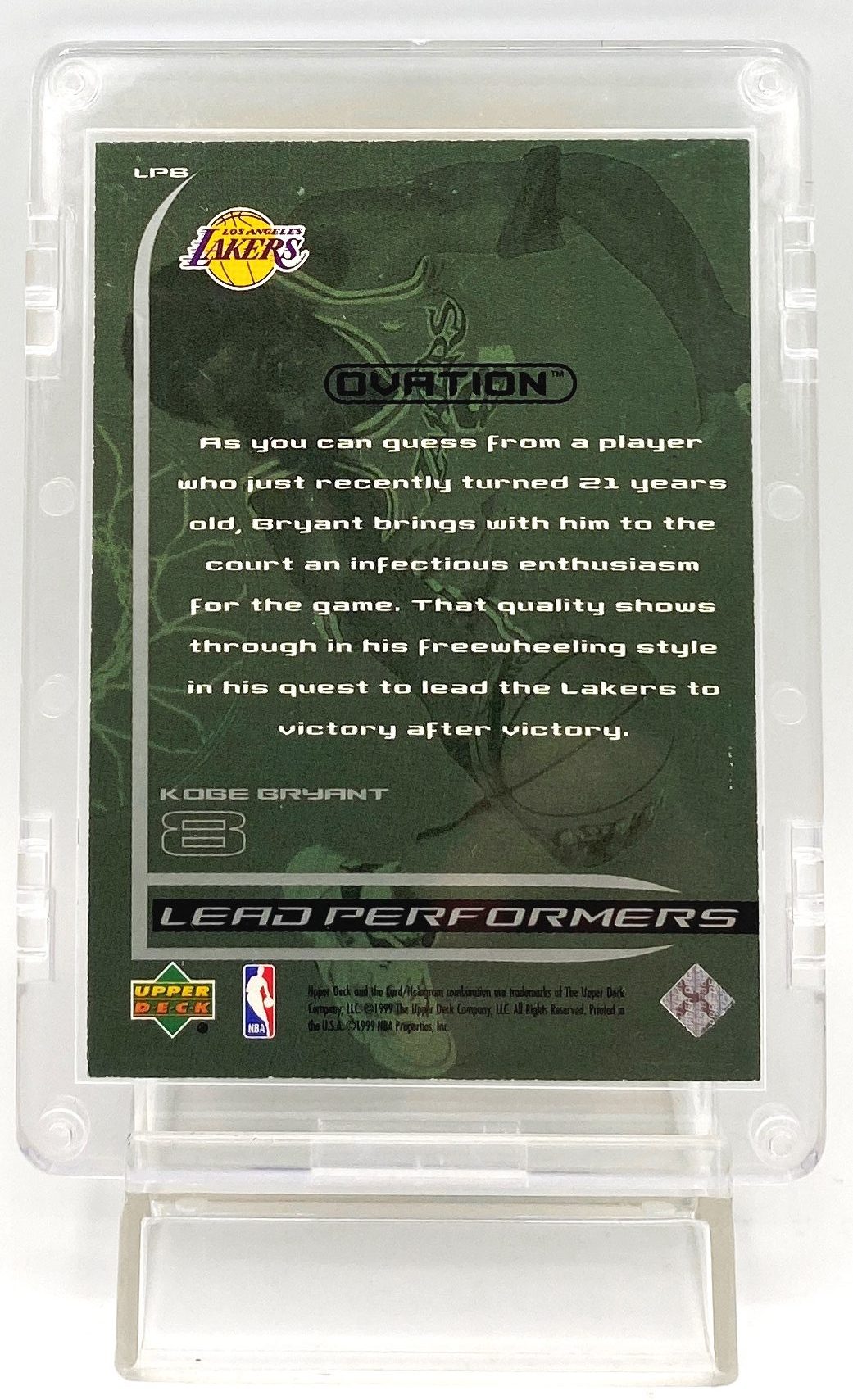 1999 Ovation Kobe Bryant (Lead Performers-Enthusiasm) Silver Insert #LP8 (1pc) (5)