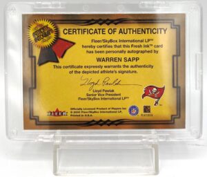 2000 Fleer Autographics Warren Sapp Autographed Card (6)