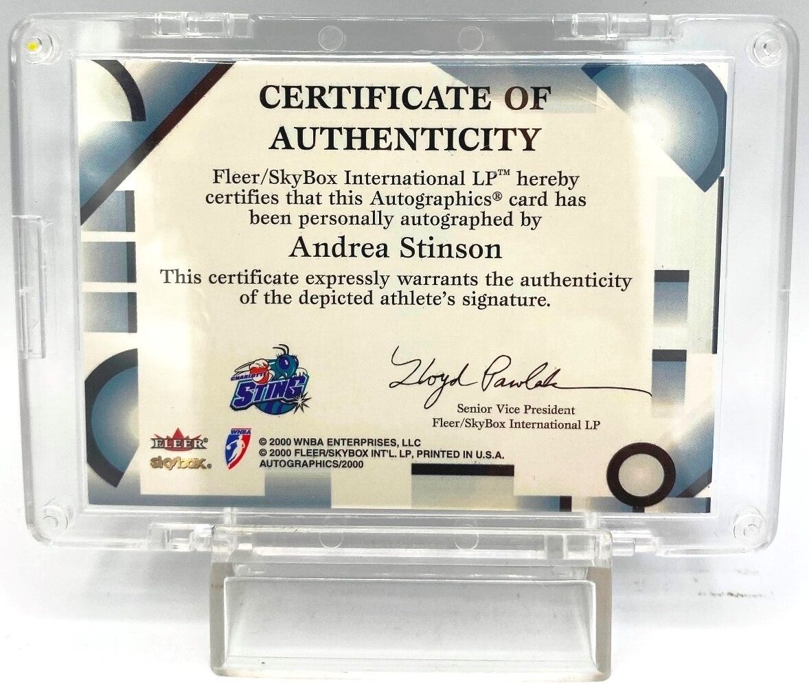 2000 Fleer Skybox WNBA Autographics Andrea Stinson (6)