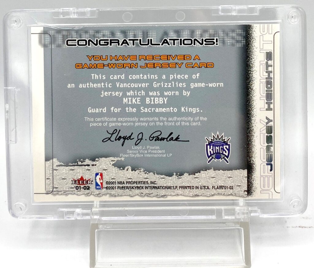 2001-02 Flair Jersey Heights Mike Bibby (4)