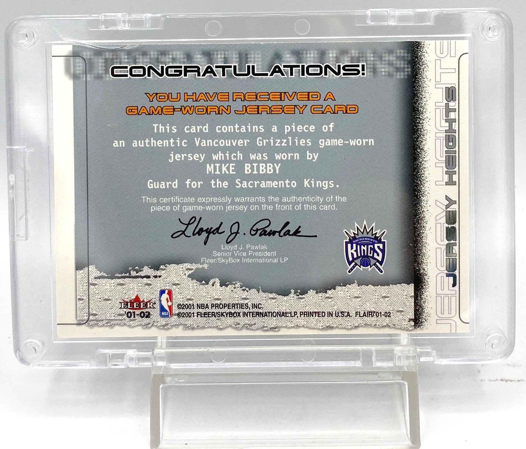 2001-02 Flair Jersey Heights Mike Bibby (4)