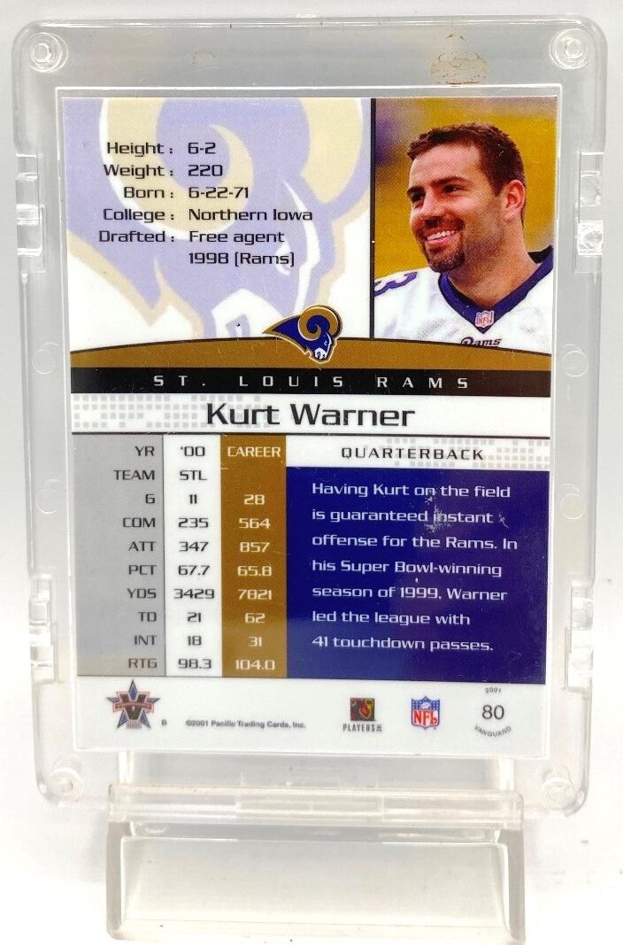 2001 Vanguard Blue Insert Card #80 Kurt Warner (5)