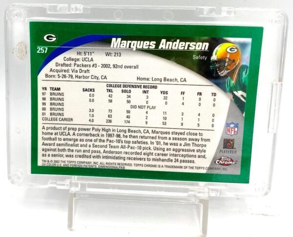 2002 Topps Chrome Rookie Refractor Card #257 Marques Anderson (5) 2002 Topps Chrome Rookie Refractor Card #257 Marques Anderson (5)