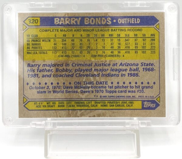 1987 Topps Rookie Card #320 Barry Bonds (5) 1987 Topps Rookie Card #320 Barry Bonds (5)