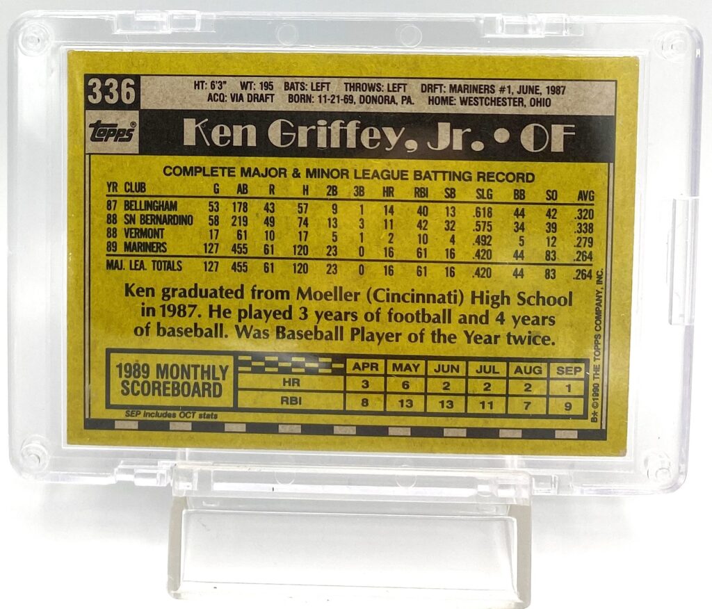 1990 Topps Card #336 Ken Griffey Jr (5)