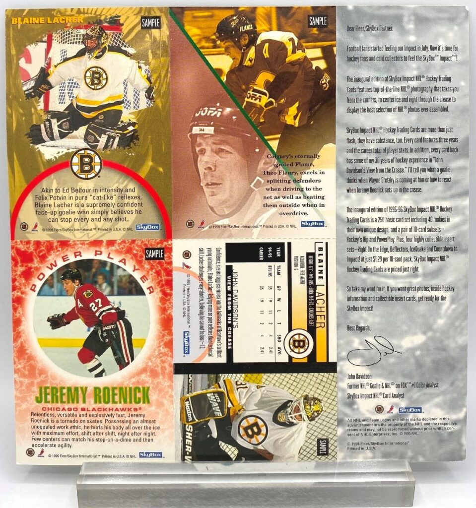 1995-96 Skybox Impact NHL-Hockey Promo-Sample Sheet (4-Cards) (4)