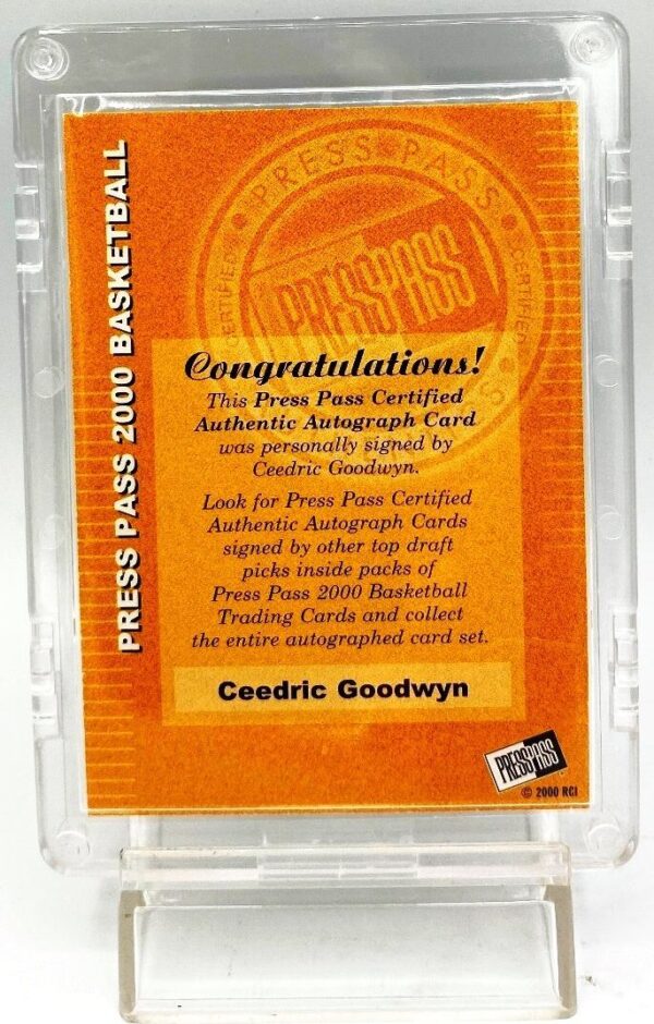 2000 Press Pass Authentics Rookie Ceedric Goodwyn (6) 2000 Press Pass Authentics Rookie Ceedric Goodwyn (6)