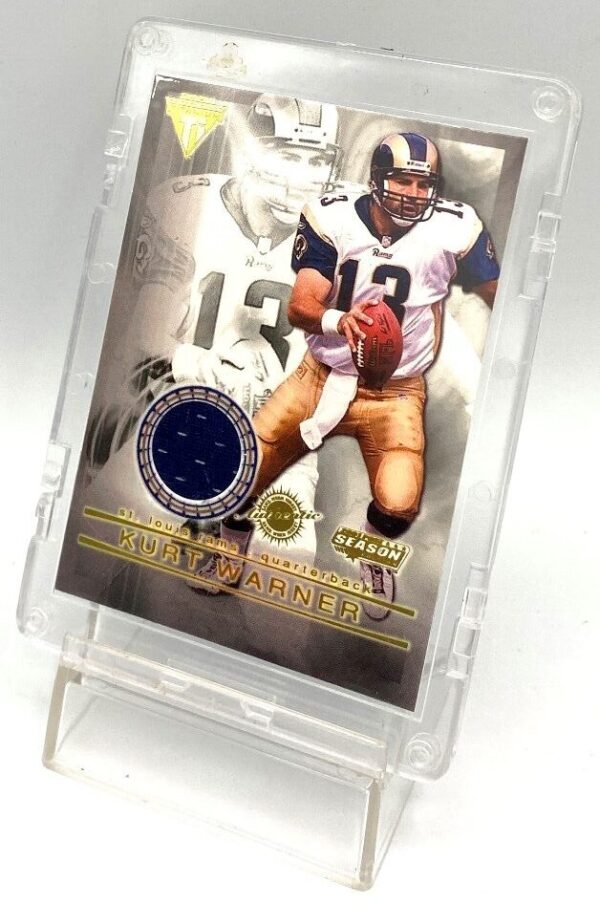 2001 Titanium Private Stock Kurt Warner (Game Worn Jersey) Card #81 (4)
