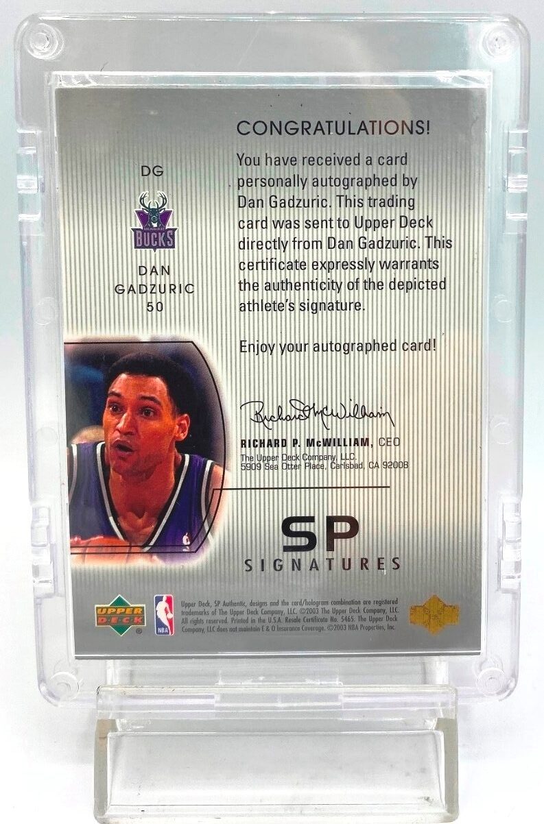 2002-03 SP Authentic Signatures Dan Gadzuric Card #DG (6)