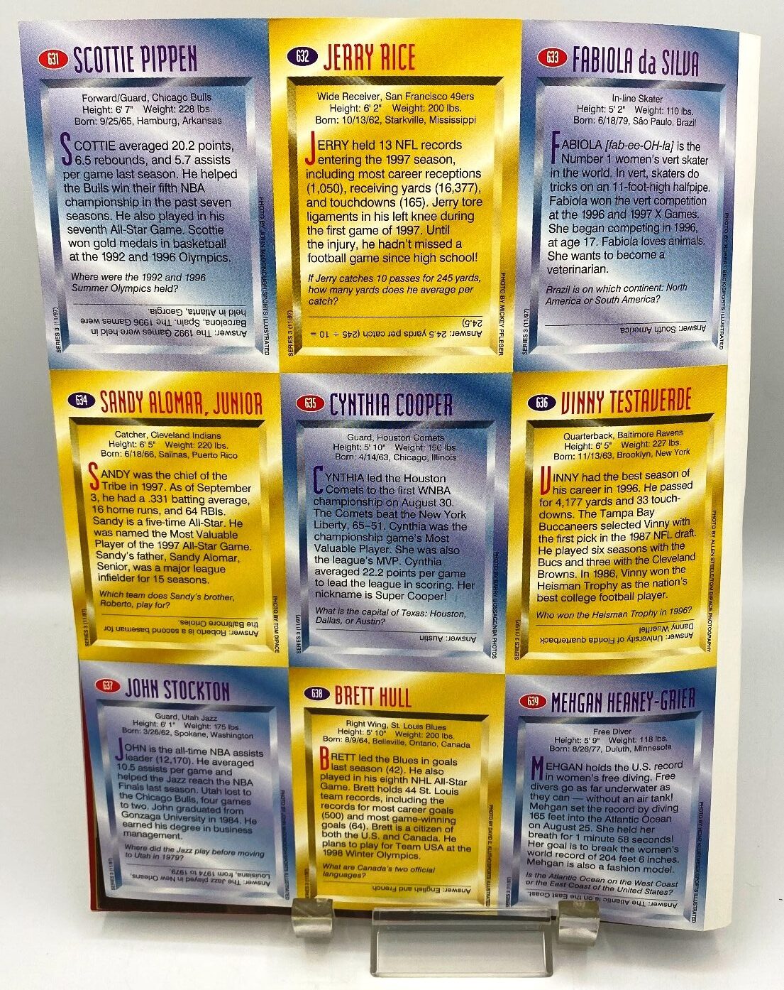 SI 1997-11 Karl Malone (AIR MAIL-THE MAILMAN!) November w/9-Insert Cards  Rare 1-Perforated Uncut Sheet "4-Rookie" Athletes Super Stars! (11/1997  Series-3) "Rare-Vintage" (1997) » Now And Then Collectibles