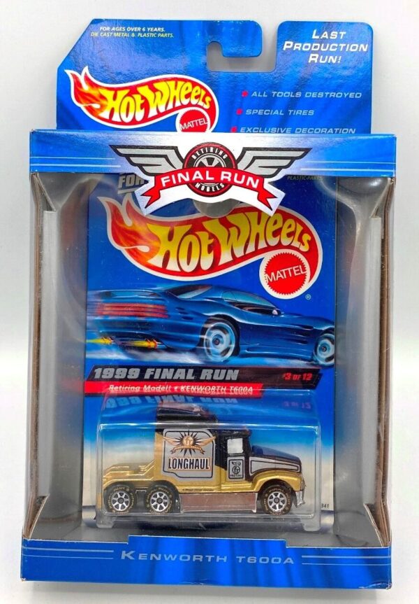 1999 Final Run Kenworth 600A (Hotwheels Retiring Models Card #3 of 12) (6) 1999 Final Run Kenworth 600A (Hotwheels Retiring Models Card #3 of 12) (6)