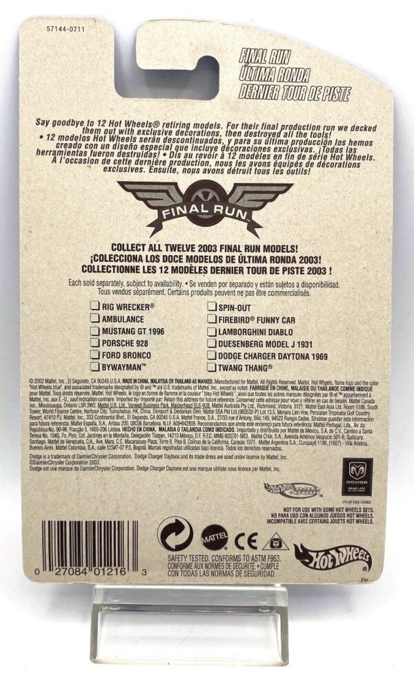 2003 (Final Run) Retiring Model Dodge Charger Daytona 1969 #4 of 12 (9) 2003 (Final Run) Retiring Model Dodge Charger Daytona 1969 #4 of 12 (9)