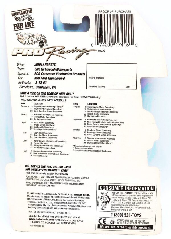 1997 Ed TPR John Andretti #98 RCA (5) 1997 Ed TPR John Andretti #98 RCA (5)