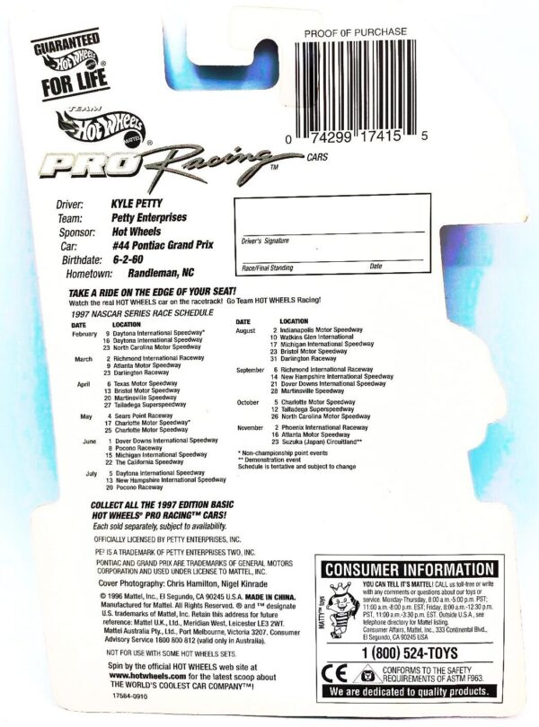 1997 Ed TPR Kyle Petty #44 Hotwheels (5) 1997 Ed TPR Kyle Petty #44 Hotwheels (5)