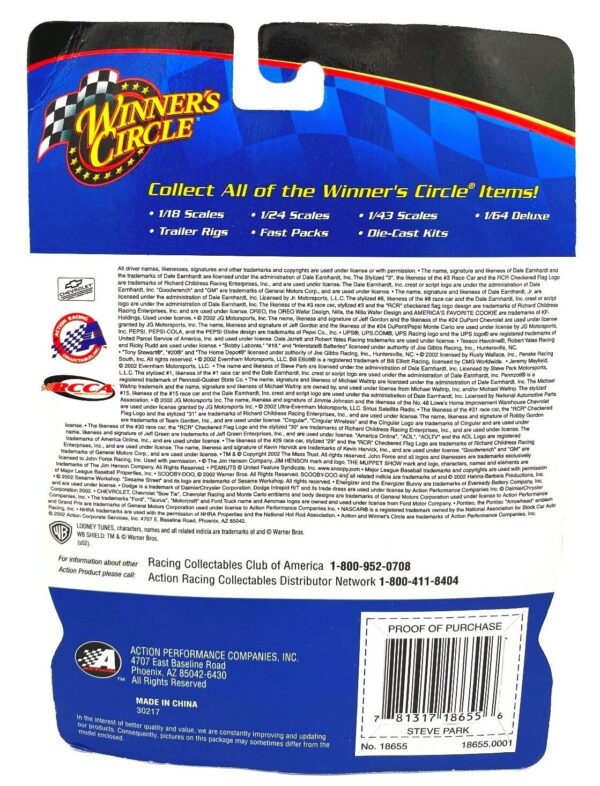 2002 WC Driver Sticker Steve Park Pennzoil #1 (5)