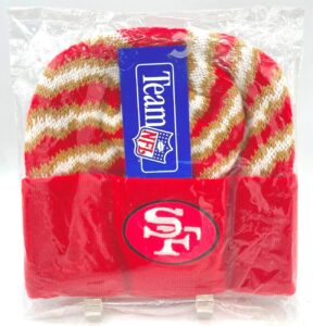1994 49ers SF Raised Cuff Knit Cap Red, Gold & White (1)