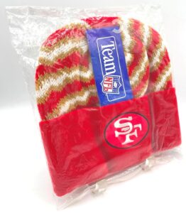 1994 SF 49ers Raised Cuff Knit Cap Red, Gold & White (4)