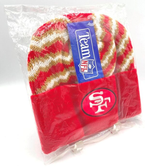 1994 SF 49ers Raised Cuff Knit Cap Red, Gold & White (4) 1994 SF 49ers Raised Cuff Knit Cap Red, Gold & White (4)