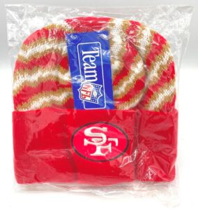 1994 SF 49ers Raised Cuff Knit Cap Red, Gold & White (6)
