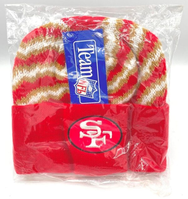 1994 SF 49ers Raised Cuff Knit Cap Red, Gold & White (6) 1994 SF 49ers Raised Cuff Knit Cap Red, Gold & White (6)