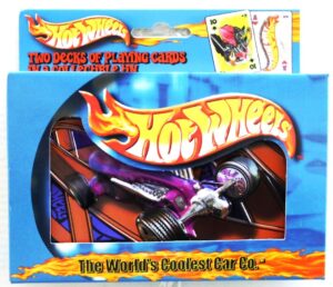 2001 Hotwheels 2-Decks Playing Cards 3-D Metal Collectible Tin (1)