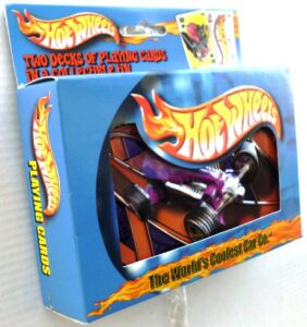 2001 Hotwheels 2-Decks Playing Cards 3-D Metal Collectible Tin (4)