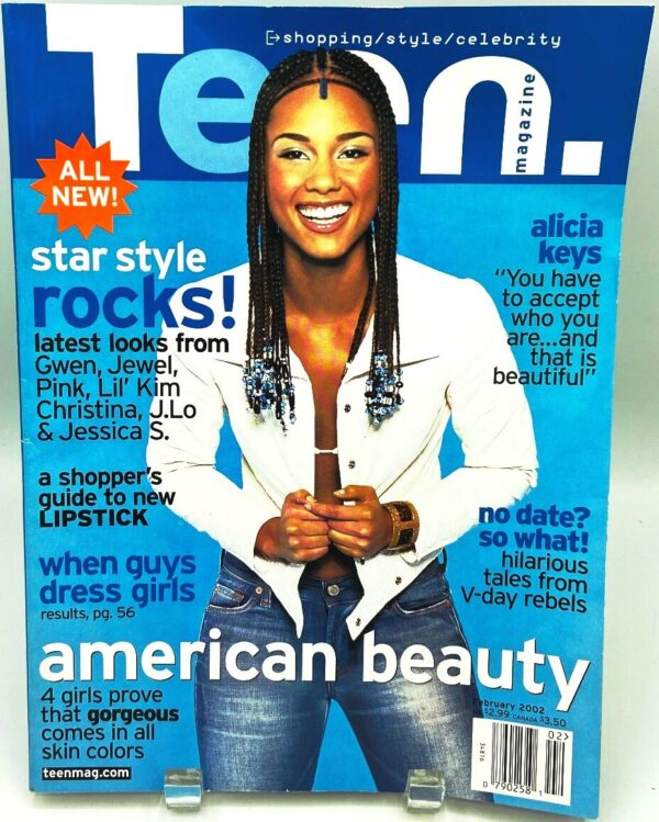 Vintage 2002 Teen Monthly Magazine- American Beauty Alicia Keys Issue February 2002 (Features: "Star Style Rocks!" & "Girls Rule!") Teen Magazine "Rare-Vintage" (2002)