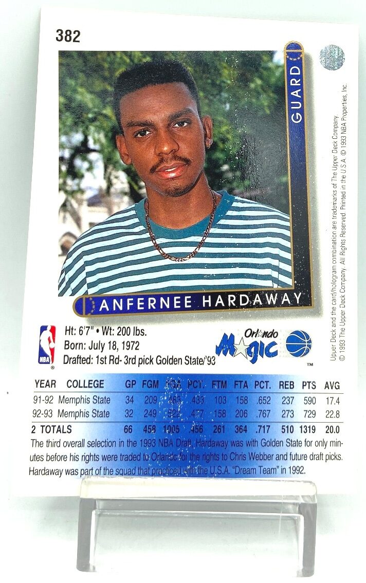Vintage 199394 Upper Deck NBA Anfernee Hardaway Card 382 Guard