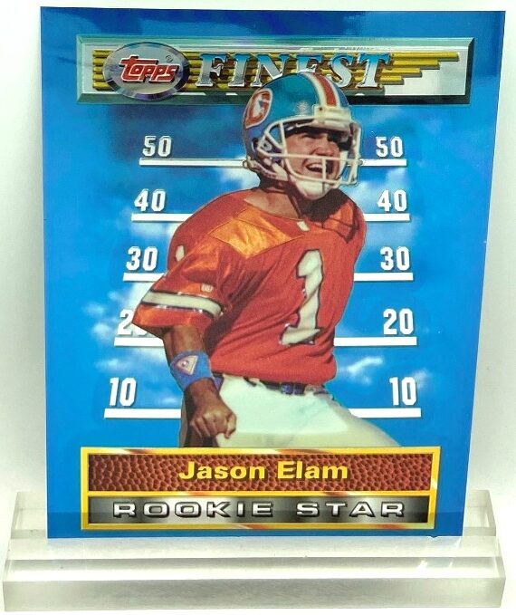 Vintage 1994 Topps Finest NFL Jason Elam Card #45 "ROOKIE STAR" (Denver Broncos-1993 Finest Moments-Vintage 4 1/4" X 6" Collectible Card Edition) Collection "Rare-Vintage" (1994) 