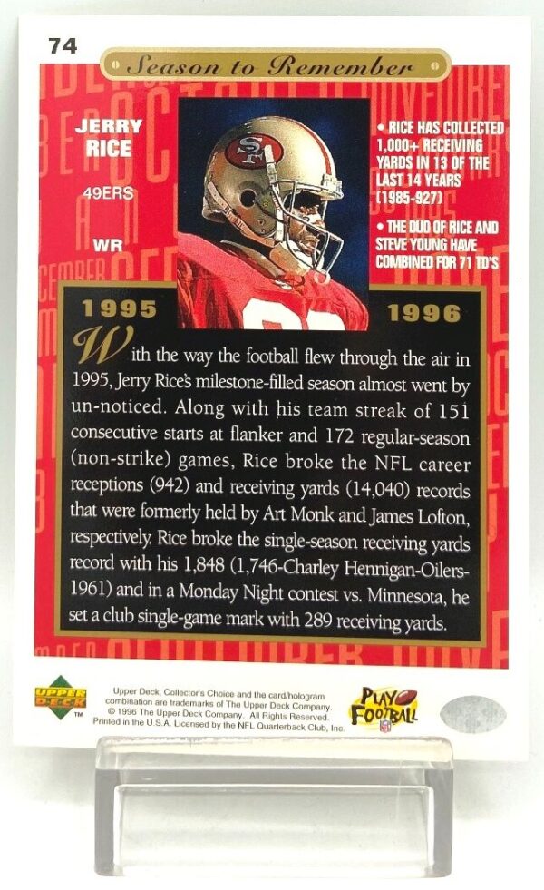 1996 UD NFL Jerry Rice #74 (2)